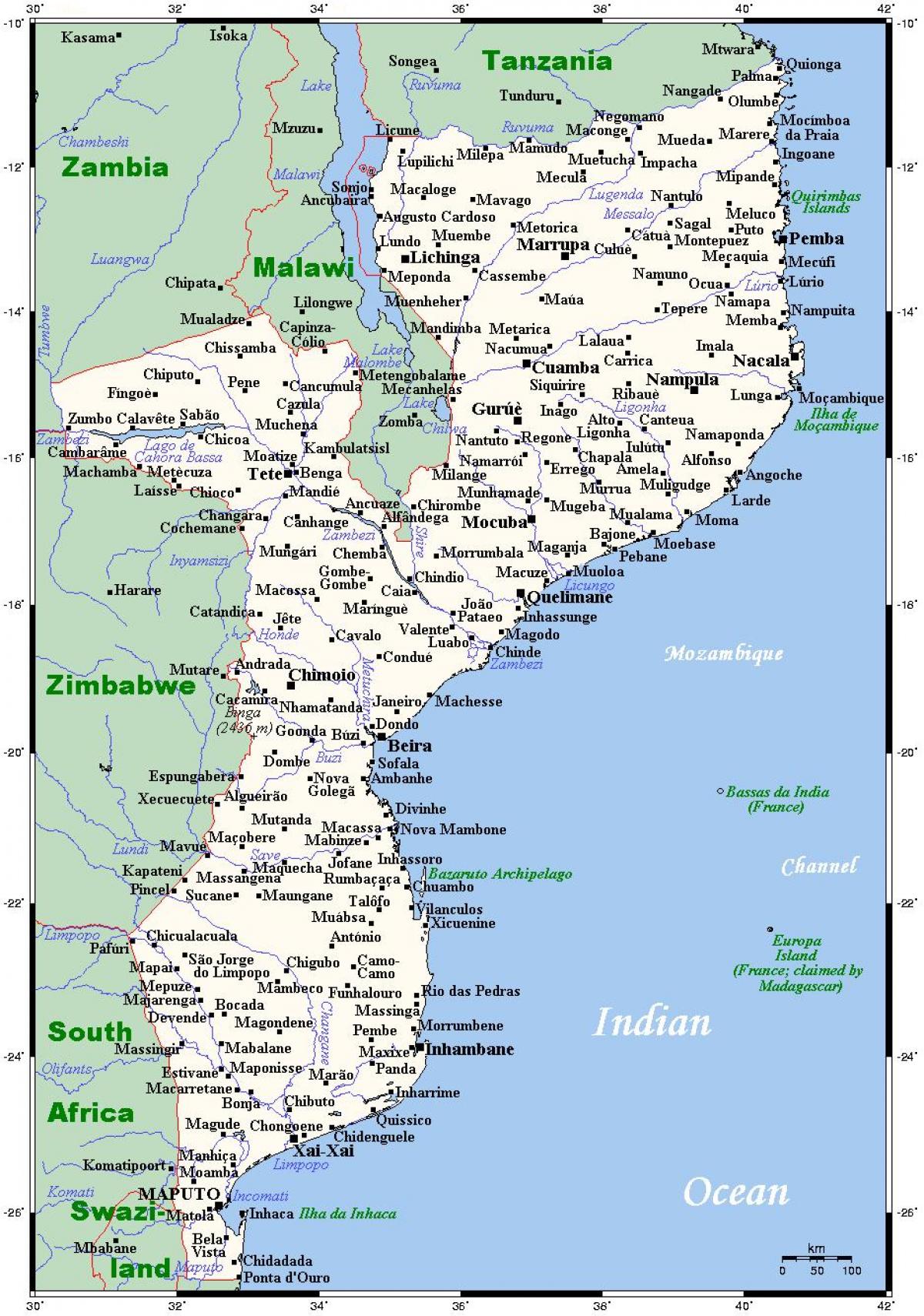 карта горада Мазамбіка 